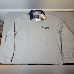 LL Bean Long Sleeve Lakewashed Rugby Polo Gray Heather Mens Size XL Tall NWT